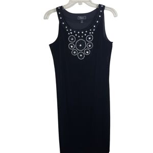 NWT Dress Barn Velvet Dress Crystal Embellished LBD Evening Party 14 Petite